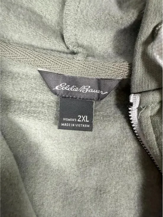 Eddie Bauer Olive Green Zip-Up Hoodie Sweatshirt XXL - Picture 4 of 7